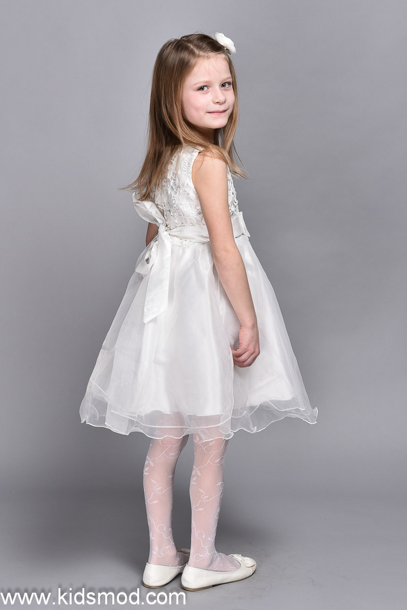 Дами м. Платье damy-m. Нарядное платье для девочки 128-134. Платье Rolly белое 116см. Платье для девочки damy-m KV-018.